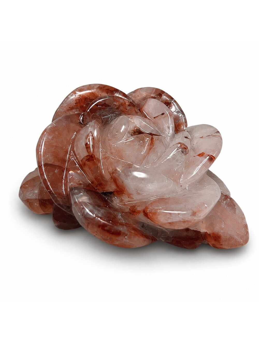 5" Fire Quartz Rose Carving